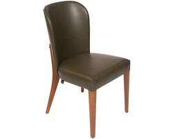 DepotHome Alberto - Eetkamerstoel set van 2 – Groen PU Leer – Houten Poten – Restaurant of huis