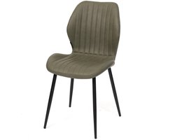 DepotHome Vitali - Eetkamerstoel set van 2 – Groen PU Leer – Zwarte metalen Poten – Restaurant of eetkamer