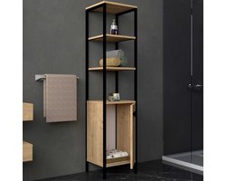 Derin Badkamermeubel | 100% MELAMINE | Saffier, Antraciet - Asir Group - Badkamer kolomkast - Bruin - MDF