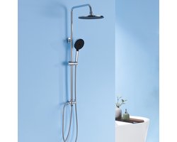 DERW MAX Douchesysteem Regendouche Chroom - Roestvrijstalen Doucheset - Handdouche met 4 Functions - Duurzame Messing Omsteller voor Badkamer