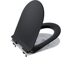 DERW Max Toiletbril Ultradunne Zwarte - Vorm D - WC-brill Soft close - Urea-formaldehyde Hars - Antibacterieel - Belastbaar tot 150 kg
