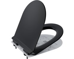 DERW Max Toiletbril Ultradunne Zwarte - Vorm D - WC-brill Soft close - Urea-formaldehyde Hars - Antibacterieel - Belastbaar tot 150 kg