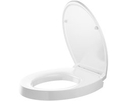 DERW Max WC-brill Wit - O-vorm - Toiletbril Softclose - Toiletverhoger 5 cm - Urea-formaldehyde Hars - Belastbaar tot 250 kg - Voor Oudere en Zwangere Vrouwen - Snelle montage en demontage