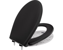 DERW Max WC-brill Zwart - O-vorm - Toiletbril Softclose - Urea-formaldehyde Hars - Belastbaar tot 150 kg - Snelle montage en demontage