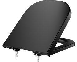 DERW Max WC-brill Zwart- Rechthoekige - Toiletbril Softclose - Urea-formaldehyde Hars - Belastbaar tot 150 kg - Snelle montage en demontage