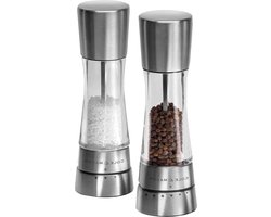 Derwent Zout Pepermolen Gourmet Precision Roestvrij Staal Acryl 190mm - Cadeauset met Molens - Levenslange Garantie op Mechanisme Zout en pepermolen