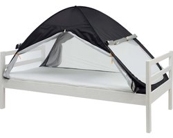 Deryan Luxe Bedtent Pop Up klamboe - 200x90cm - Hoogste kwaliteit Muggennet Muskietennet 1mm gaas - verduisterend - Zwart