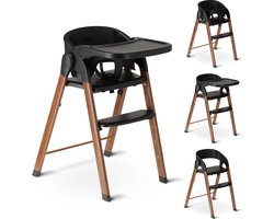 Deryan Luxe Kinderstoel - Meegroei kinderstoel - Inklapbaar - Zwart/Houtlook