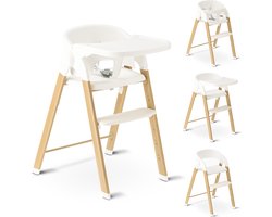 Deryan Luxe Kinderstoel - Meegroeiend - Inklapbaar - Wit/Houtlook