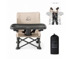 Deryan Pop 'N Sit Mini Kinderstoel - Opvouwbare Stoelverhoger - Nougat