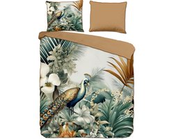 Descanso dekbedovertrek bladeren en vogels - 2 persoons 200x200/220 cm - Multi - 100% Katoen satijn