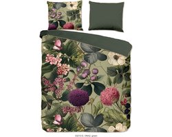 Descanso Dekbedovertrek "bloemen & bladeren" - Groen - (140x200/220 cm) - Katoen Satijn