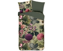 Descanso Dekbedovertrek "bloemen & bladeren" - Groen - (240x200/220 cm) - Katoen Satijn