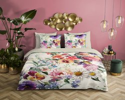 Descanso dekbedovertrek bloemen - Lits jumeaux 240x200/220 cm - Ecru - 100% Katoen satijn