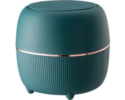 Design Afvalbakje met Deksel - Kleine mini prullenbak voor het Aanrecht, Bureau, Badkamer of Tafel - Tafelafvalbakje - Tafelvuilbakje - Groen - Wit