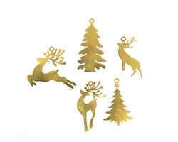 Design and Decor - Kerstmetaal Hangversiering Set - Woondecoratie - Kerstdecoratie - Feestdagengeschenk - Set van 5