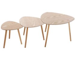 Design Atmosphera Set van 3 bijzettafels hout naturel - Salontafel - Tafel - Hout