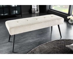 Design Bank BOUTIQUE 100cm beige corduroy zwarte metalen poten gestoffeerde bank - 45729