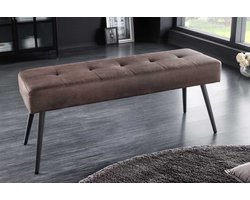 Design bank BOUTIQUE 100cm bruin microvezel zwart metalen poten gestoffeerde bank - 44243