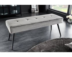 Design bank BOUTIQUE 100cm donkergrijs fluweel zwarte metalen poten - 43319