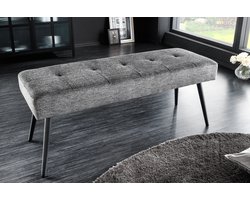 Design bank BOUTIQUE 100cm grijze structuurstof zwarte metalen poten - 43315