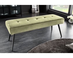 Design bank BOUTIQUE 100cm groen fluweel zwarte metalen poten - 43321