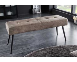 Design bank BOUTIQUE 100cm taupe microvezel zwarte metalen poten gestoffeerde bank - 44244