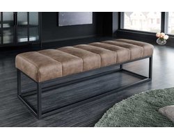Design bank PETIT BEAUTÉ 110cm vintage taupe microvezel zwart metalen frame - 44427