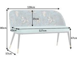 Design bank PRET-A-PORTER turquoise fluwelen bloemmotief en gouden voetdoppen - 41706