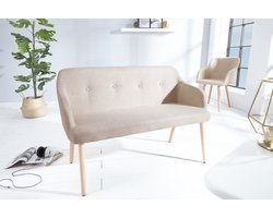 Design bank SCANDINAVIA MEESTERSTUK 116cm beige beukenhout met armleuning - 37927