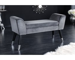Design bank SCARLETT 90cm grijs zilver fluweel - 43278