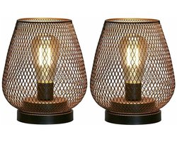 Design bedlamp op batterijen voor buiten tafellampen Set van 2 metalen kooi tafellampen Draadloze woonkamer tafellamp voor bruiloften feesten patio voor binnen en buiten