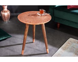 Design bijzettafel ALCAZAR 50cm antiek koper metaal acacia handgemaakt rond - 43354