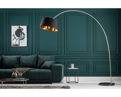 Design booglamp FORMA 215cm zwart goud vloerlamp met marmeren voet - 13069