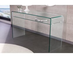 Design consoletafel FANTOME 100cm transparant glas met plank - 43437