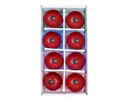 Design en Decor - Kerst Hangende Glazen Rode Ornament Set - Woondecoratie - Kerstdecoratie - Feestdagen Cadeau - Set van 8