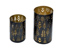Design en Decor - Kerstboom Theelichtjes Set van 2 - Woondecoratie - Kerstdecoratie - Feestdagen Cadeau