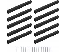 Design Handgreep Zwart Kunststof - Set van 10 Stuks - Handgreep Badkamer - Handvaten Kast - Handgreep Kast - Handgreep Keukenkastjes - Handgrepen voor Deurtjes - 160 mm - 10 Stuks