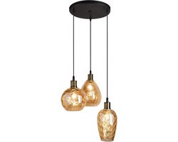 Design hanglamp Verona met amber glas, 3-lichts