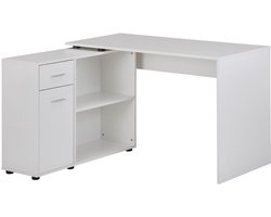 design hoekbureau met plank wit 120 x 75,5 x 106,5 cm | Moderne bureau computer tafel studie | Hoek bureau thuiskantoor