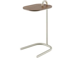 Design In Box - Bijzettafel Bank - Sidetable - Banktafel - Wit Metalen Frame - Eiken Walnoot Gebeitst Blad - 35x30x56 cm