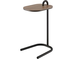 Design In Box - Bijzettafel Bank - Sidetable - Banktafel - Zwart Metalen Frame - Eiken Walnoot Gebeitst Blad - 35x30x56 cm