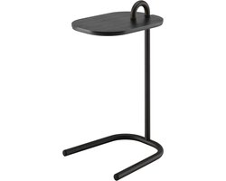 Design In Box - Bijzettafel Bank - Sidetable - Banktafel - Zwart Metalen Frame - Eiken Zwart Gebeitst Blad - 35x30x63 cm