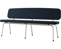 Design In Box - Eetkamerbank - Eettafelbank - Eetbank - Metaal/Gestoffeerd - Wit/Blauw - 55x162x80 cm