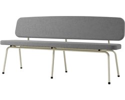 Design In Box - Eetkamerbank - Eettafelbank - Eetbank - Metaal/Gestoffeerd - Wit/Grijs - 55x162x80 cm