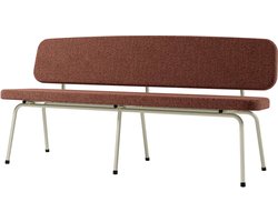 Design In Box - Eetkamerbank - Eettafelbank - Eetbank - Metaal/Gestoffeerd - Wit/Rood - 55x162x80 cm