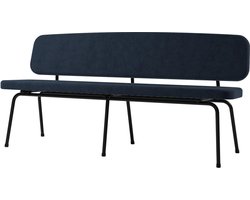 Design In Box - Eetkamerbank - Eettafelbank - Eetbank - Metaal/Gestoffeerd - Zwart/Blauw - 55x162x80 cm