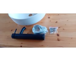 Design Keramiek Waskom wit 42 cm doorsnede met hoge zwarte kraan KOOPJE