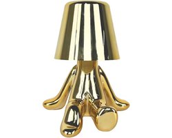 Design Lamp Zittende Man - Goud - Kantoor - Slaapkamer - Bureaulamp - met Accu