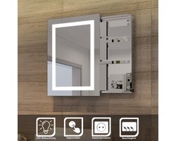 Design Led Spiegelkast met verlichting Schuifdeur spiegelverwarming 70 hoog x 50 breed